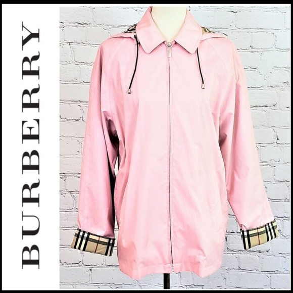 Burberry Jackets & Blazers - BURBERRY Pink Rain Jacket w/Removable Hood S